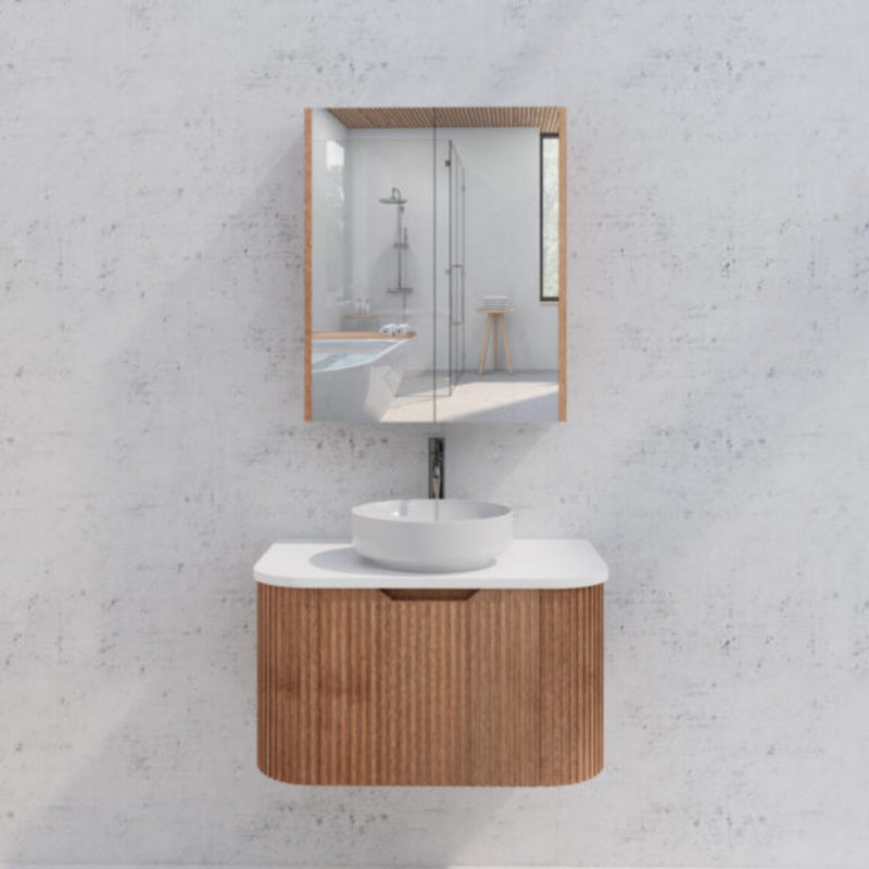 RIVA GENEVA FLUTED Solid Timber Mirror Shaving Cabinet 600mm - Beyond Bathware