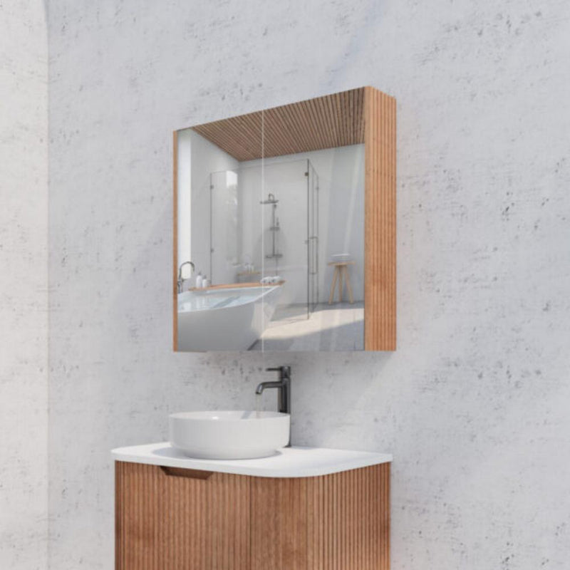 RIVA GENEVA FLUTED Solid Timber Mirror Shaving Cabinet 750mm - Beyond Bathware