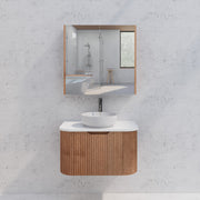 RIVA GENEVA FLUTED Solid Timber Mirror Shaving Cabinet 750mm - Beyond Bathware
