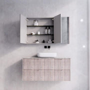 RIVA GENEVA FLUTED White Oak Mirror Shaving Cabinet 1200mm - Beyond Bathware
