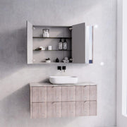 RIVA GENEVA FLUTED White Oak Mirror Shaving Cabinet 1200mm - Beyond Bathware