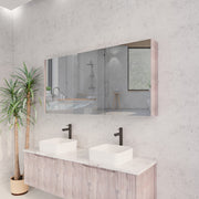 RIVA GENEVA FLUTED White Oak Mirror Shaving Cabinet 1500mm - Beyond Bathware
