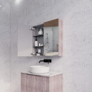 RIVA GENEVA FLUTED White Oak Mirror Shaving Cabinet 750mm - Beyond Bathware