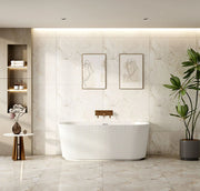 Rose Fluted Back To Wall Bathtub (Matte White) - Beyond Bathware