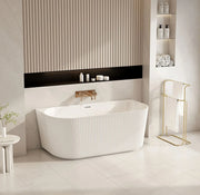 Rose Fluted Back To Wall Bathtub (Matte White) - Beyond Bathware