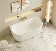 Rose Fluted Back To Wall Bathtub (Matte White) - Beyond Bathware