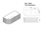 Rose V-Groove Right Corner Bathtub (Matt White) - Aqualux Bathrooms- Mercio