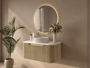 Mercio - Rome Wall Hung Vanity Bur Oak 900mm - Aqualux Bathrooms