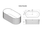 Rose Fluted V-Groove Freestanding Bathtub (Matte White) - Aqualux Bathrooms- Mercio