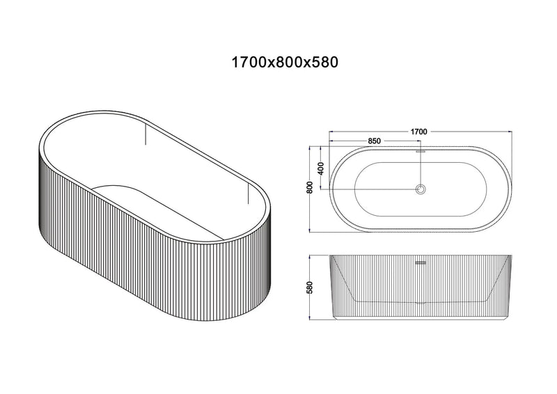 Rose Fluted V-Groove Freestanding Bathtub (Matte White) - Aqualux Bathrooms- Mercio