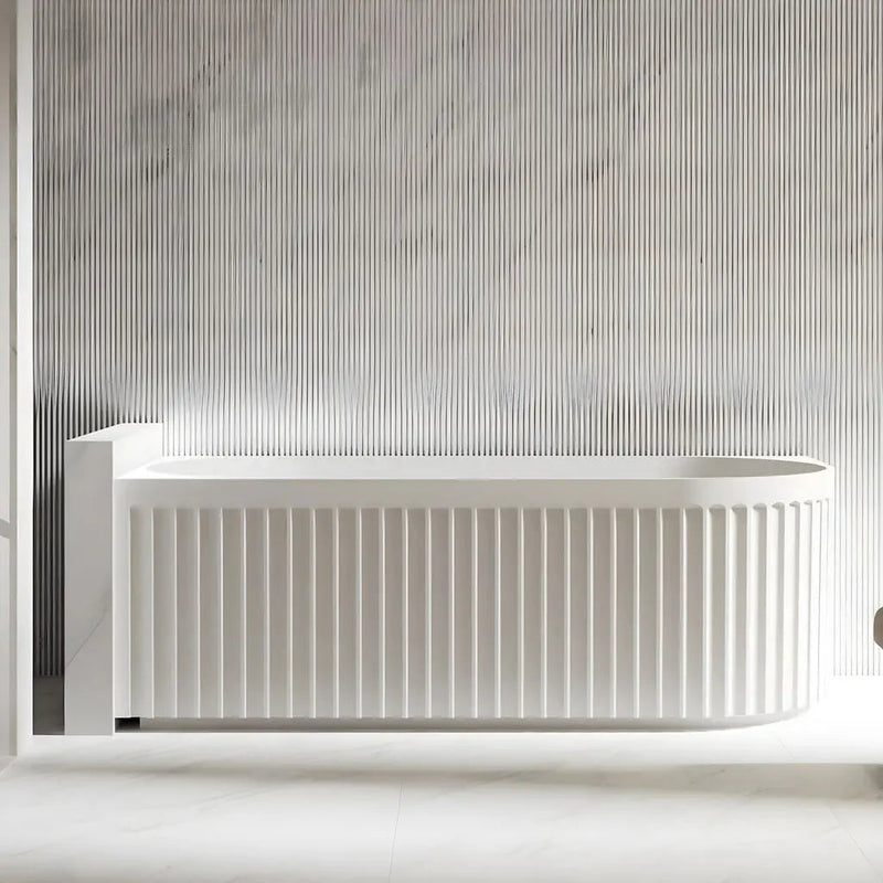 ABS Riva - Riva Roma Fluted Shape Left Corner Bathtub 1500mm - Gloss White - Aqualux Bathrooms