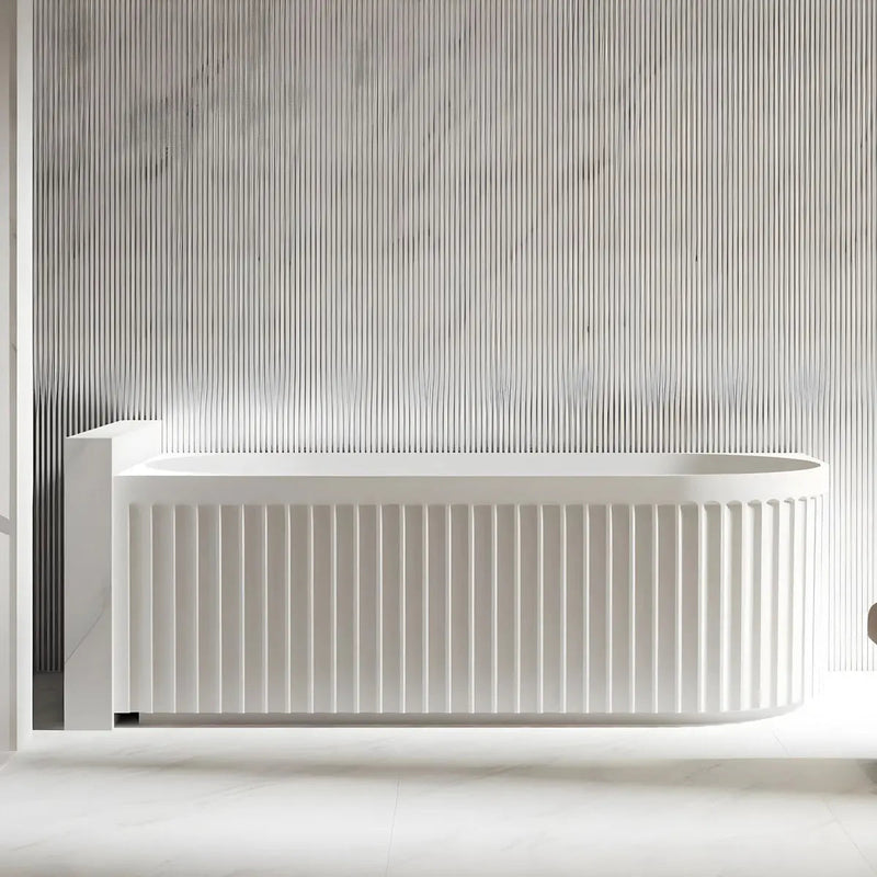 ABS Riva - Riva Roma Fluted Shape Left Corner Bathtub 1700mm - Gloss White - Aqualux Bathrooms