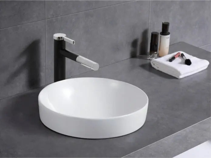 ABS Riva - Riva Roza Round Semi-Inset Basin 370mm - Matt white - Aqualux Bathrooms