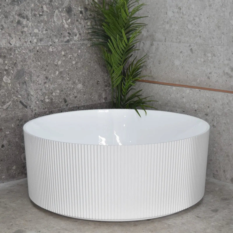 Poseidon Sunshine Groove Round Freestanding Bathtub 1500mm (No Overflow) Poseidon