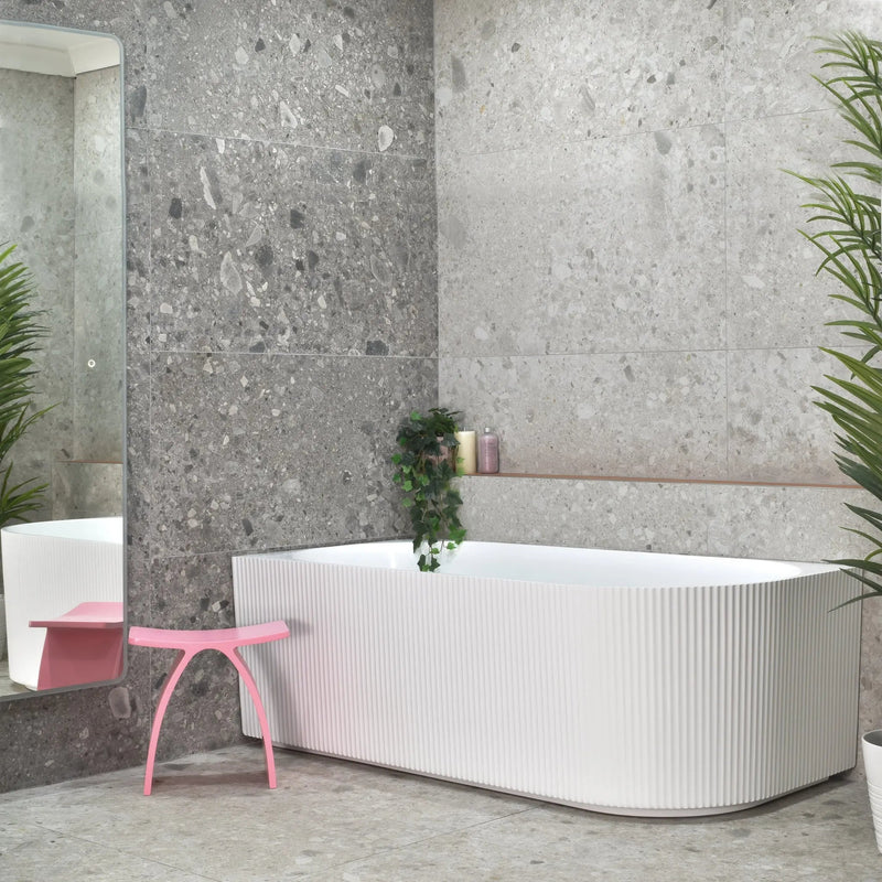 Brighton Groove Oval Freestanding Left Corne Bathtub 1500mm (No Overflow) - Aqualux Bathrooms- Poseidon