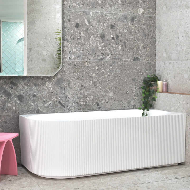 Poseidon Brighton Groove Oval Freestanding Right Corne Bathtub 1500mm (No Overflow) Poseidon