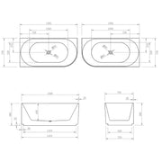 Poseidon Brighton Groove Oval Freestanding Right Corne Bathtub 1500mm (No Overflow) Poseidon