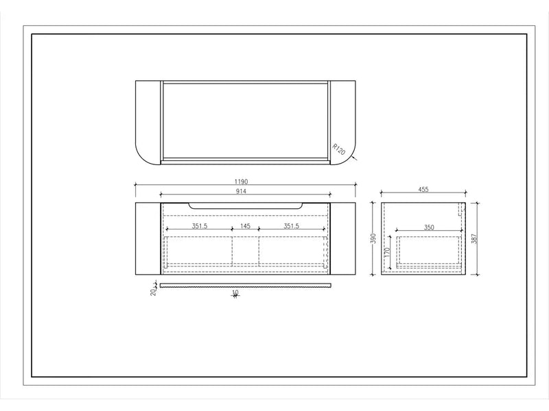 Mercio - Rome Wall Hung Vanity Bur Oak 1200mm - Aqualux Bathrooms