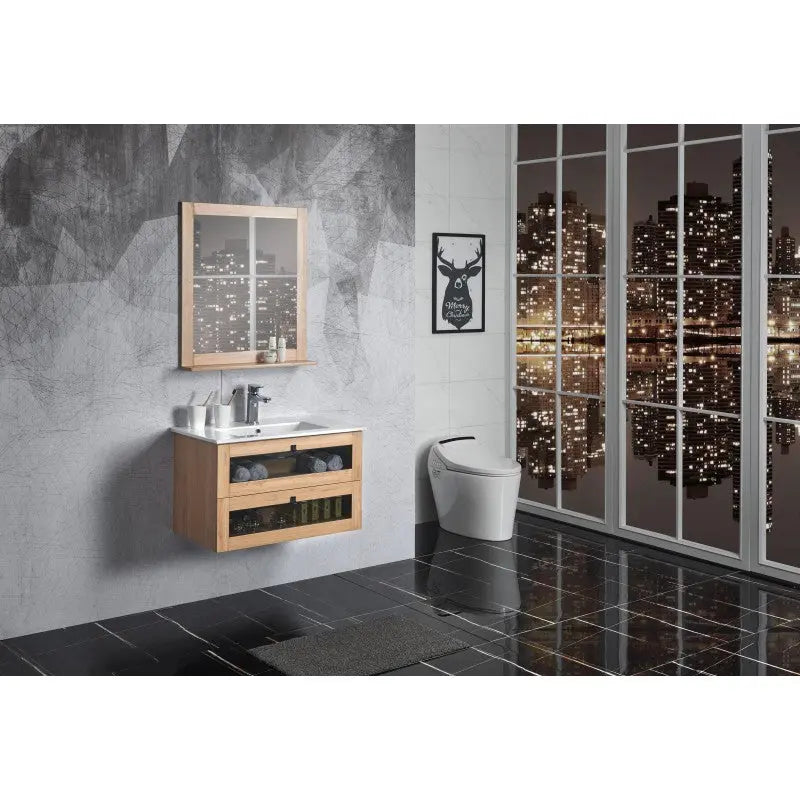 Belbagno - Belbagno Manhattan Bath Mirror 800mm- Glass - Aqualux Bathrooms