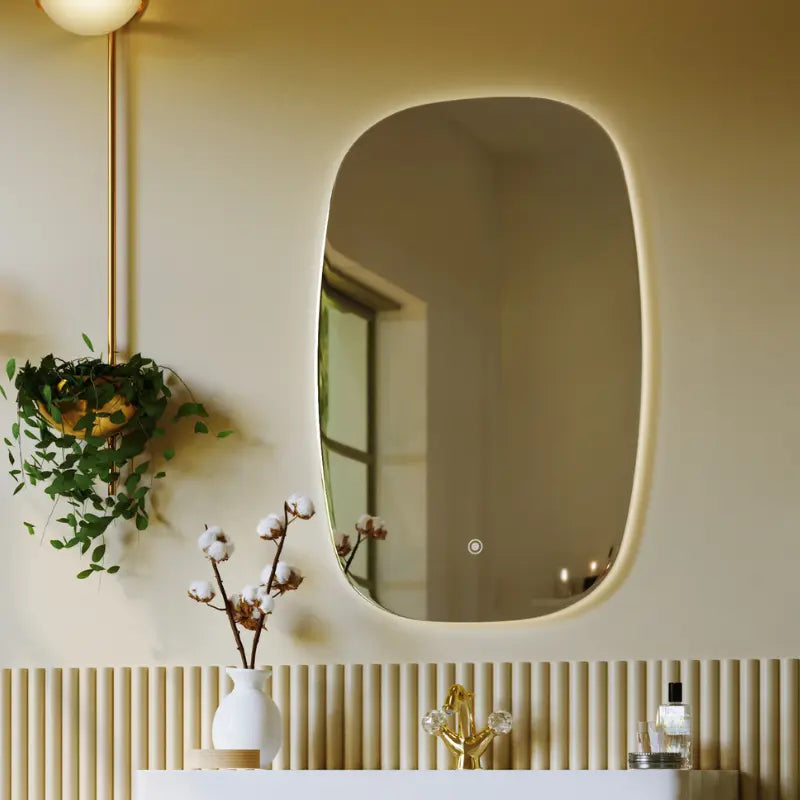 Belbagno - Belbagno Q-Line Led Bath Mirror 580mm - Glass - Aqualux Bathrooms