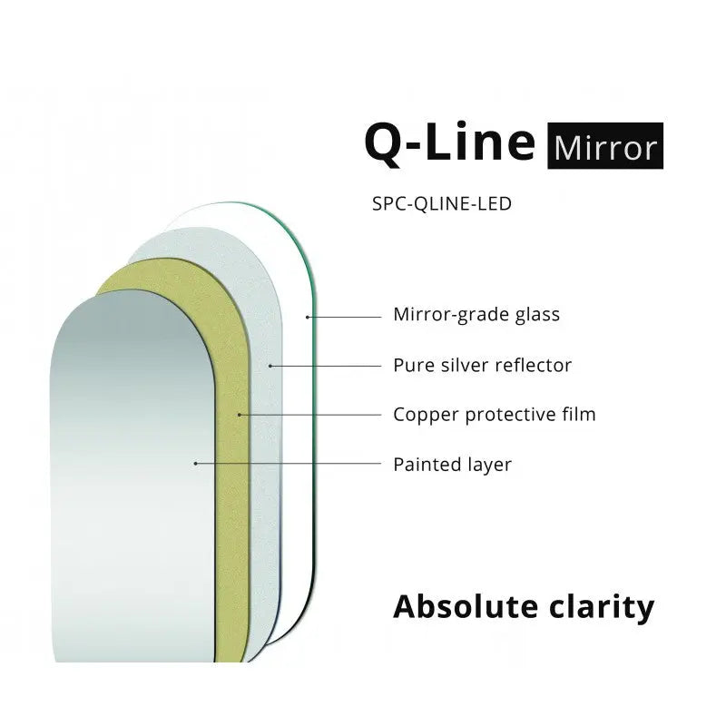 Belbagno - Belbagno Q-Line Led Bath Mirror 580mm - Glass - Aqualux Bathrooms