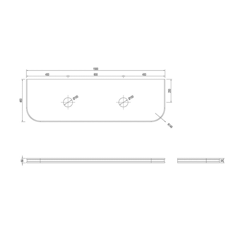 OTTI HAVANA ENGLISH EDGE SAND DUNE ABOVE COUNTER DOUBLE VANITY SOLID SURFACE STONE TOP (AVAILABLE IN 1500MM AND 1800MM)