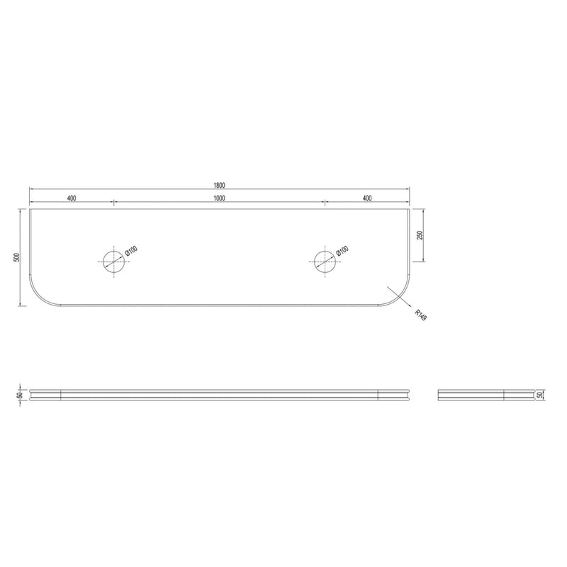 OTTI HAVANA ENGLISH EDGE SAND DUNE ABOVE COUNTER DOUBLE VANITY SOLID SURFACE STONE TOP (AVAILABLE IN 1500MM AND 1800MM)