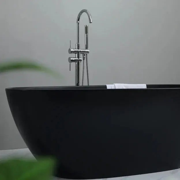 Stella Freestanding - Non Overflow Bathtub - Matte black inside and otuside - Aqualux Bathrooms- Poseidon