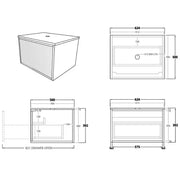 Bellevue Wall Hung Standard Vanity 600 (Prime Oak) - Aqualux Bathrooms- Poseidon