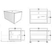 Bellevue Wall Hung Standard Vanity 750 (Coastal Oak) - Aqualux Bathrooms- Poseidon