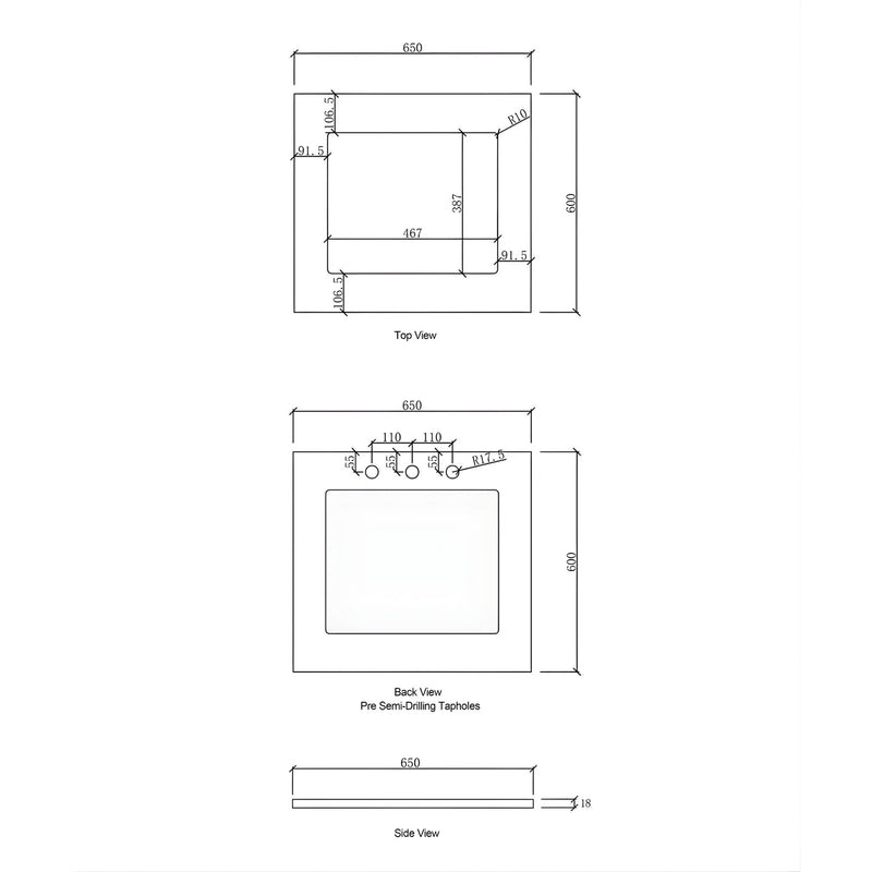 OTTI NOOSA MATTE WHITE 650MM MINI LAUNDRY SET WITH STONE TOP & SINK