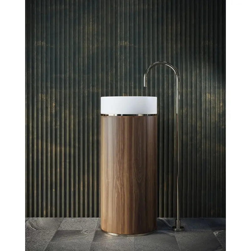 Belbagno - Belbagno Tesoro Pedestal Basin 380mm - Brushed Nickel - Aqualux Bathrooms