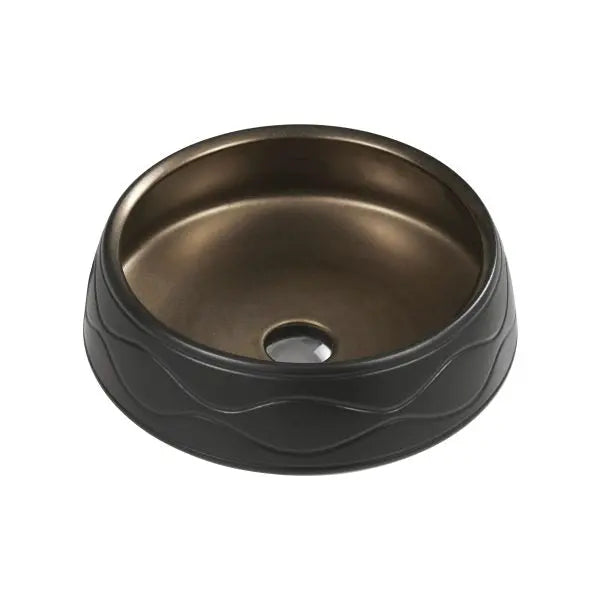 Trier Bronze with Art Matt Black finishing Above Counter Round Basin - Aqualux Bathrooms- Mercio