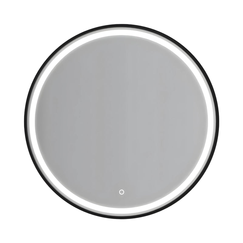 AQUAPERLA ROUND FRAMED LED MIRROR 3 COLOUR LIGHTS BLACK 900MM