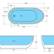 VEDA Freestanding Bathtub - Aqualux Bathrooms- Poseidon