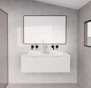 ABS Riva - Riva Vienna Wall Hung Double Bowl Vanity 1200mm - Matt White - Aqualux Bathrooms