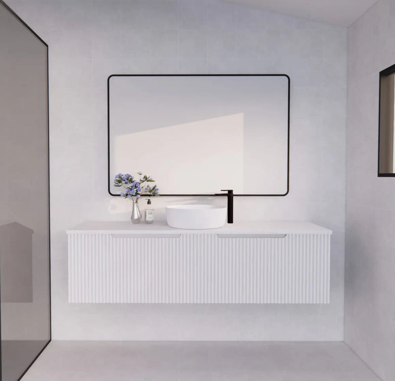 ABS Riva - Riva Vienna Wall Hung Single Bowl Vanity 1500mm - Matt White - Aqualux Bathrooms