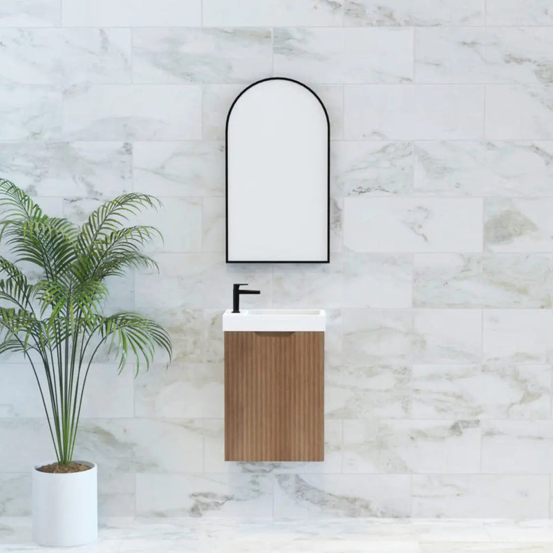 ABS Riva - Riva Vienna Mini Wall Hung Vanity 450mm - Solid Timber - Aqualux Bathrooms
