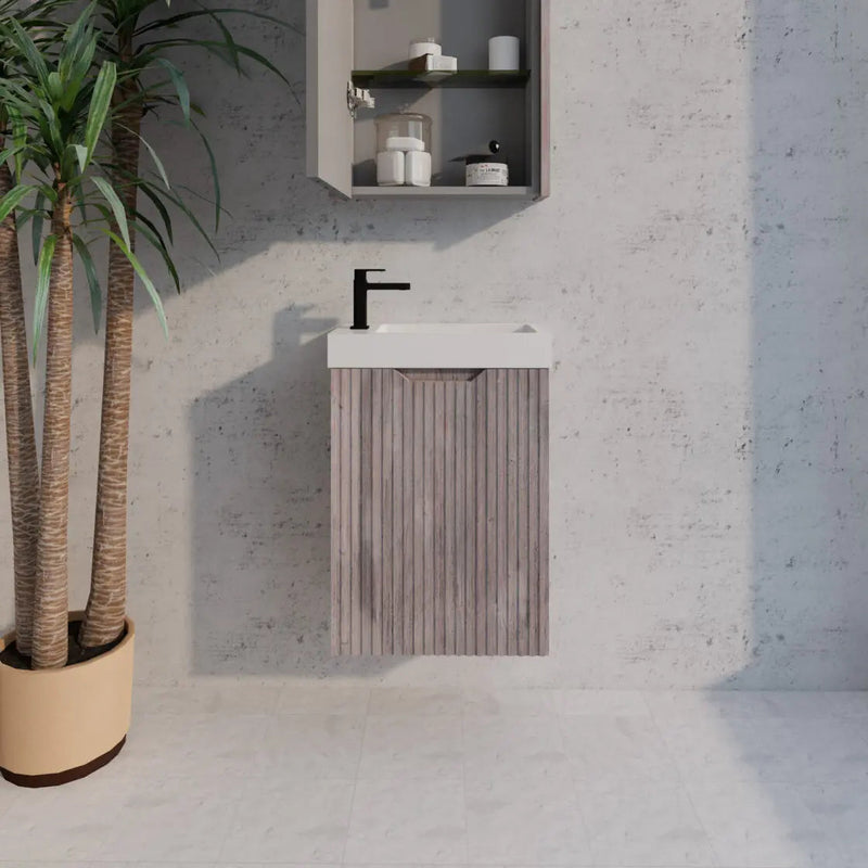 ABS Riva - Riva Vienna Mini Wall Hung Vanity 450mm - White Oak - Aqualux Bathrooms
