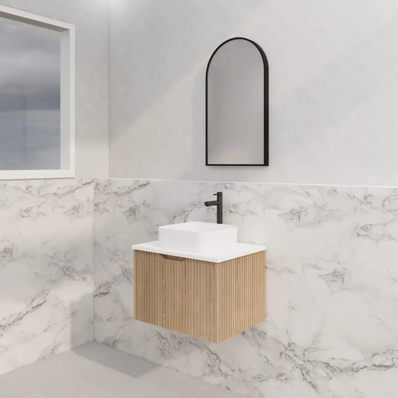 ABS Riva - Riva Vienna Wall Hung Vanity 600mm - American Oak - Aqualux Bathrooms