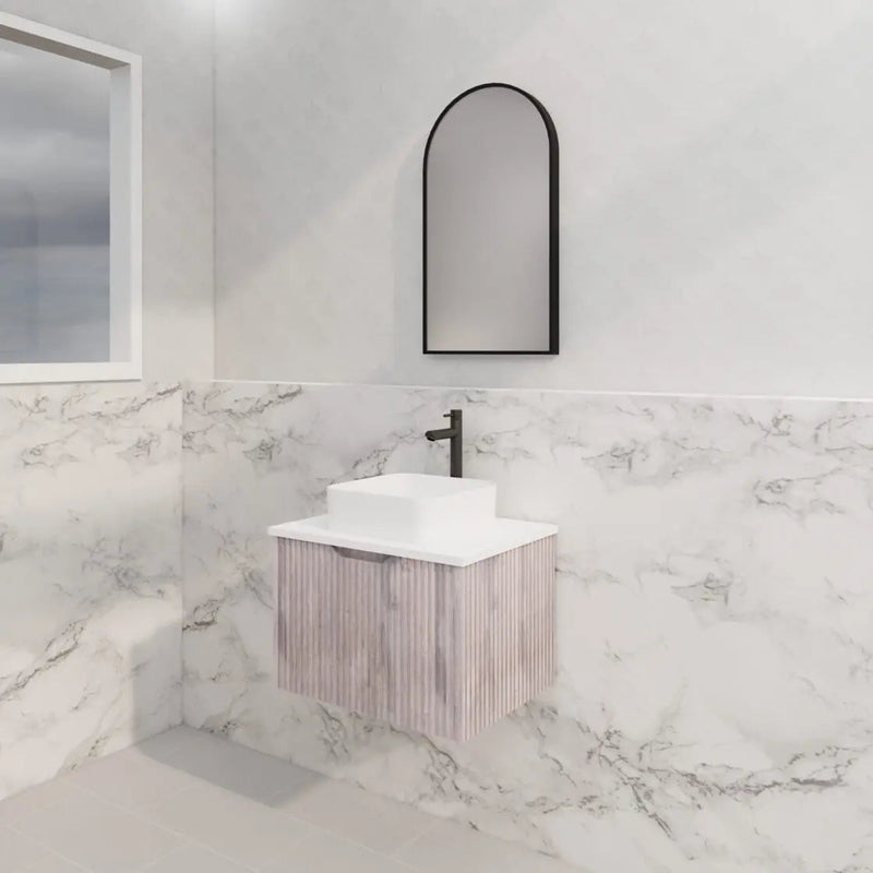 ABS Riva - Riva Vienna Wall Hung Vanity 600mm - White Oak - Aqualux Bathrooms