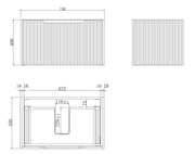 ABS Riva - Riva Vienna Wall Hung Vanity 750mm - Brown Oak - Aqualux Bathrooms