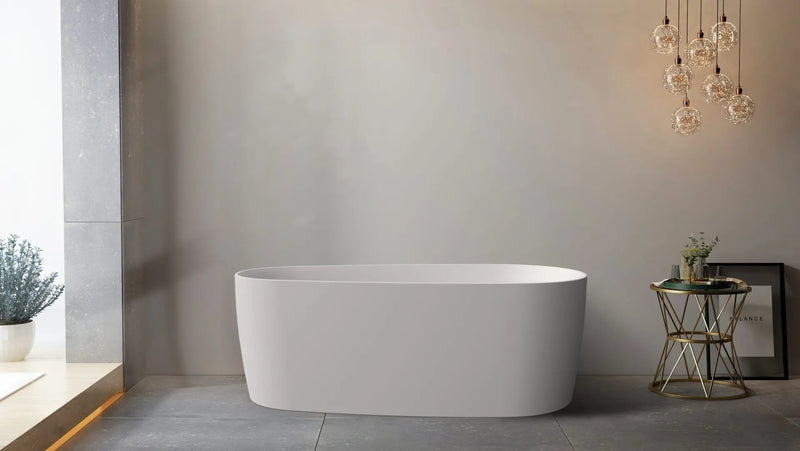 ABS Riva - Riva Vista Super Slim Edge Egg Shape Freestanding Bathtub 1500mm - Matt White - Aqualux Bathrooms