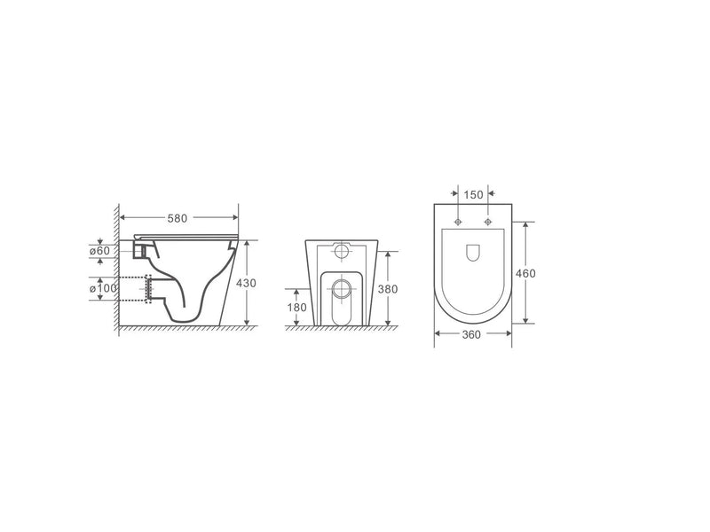 Mercio - Berlin99 Wall-Faced Floor Pan - Matt Black - Aqualux Bathrooms