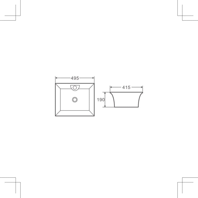 Zento 49S Wall Hung Basin - Aqualux Bathrooms- Mercio