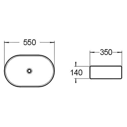 Above Counter Art Basin Gloss Black And White 550mm - Beyond Bathware