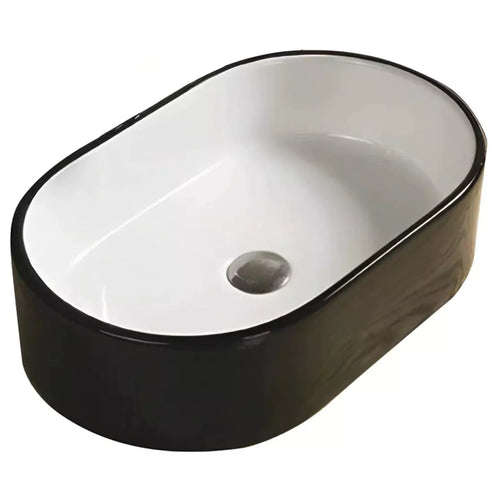 Above Counter Art Basin Gloss Black And White 550mm - Beyond Bathware
