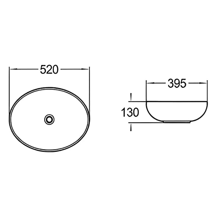 Above Counter Ceramic Art Basin 520mm - Beyond Bathware