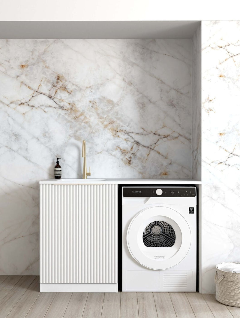 OTTI BONDI MATTE WHITE FLUTED 630MM BASE LAUNDRY CABINET