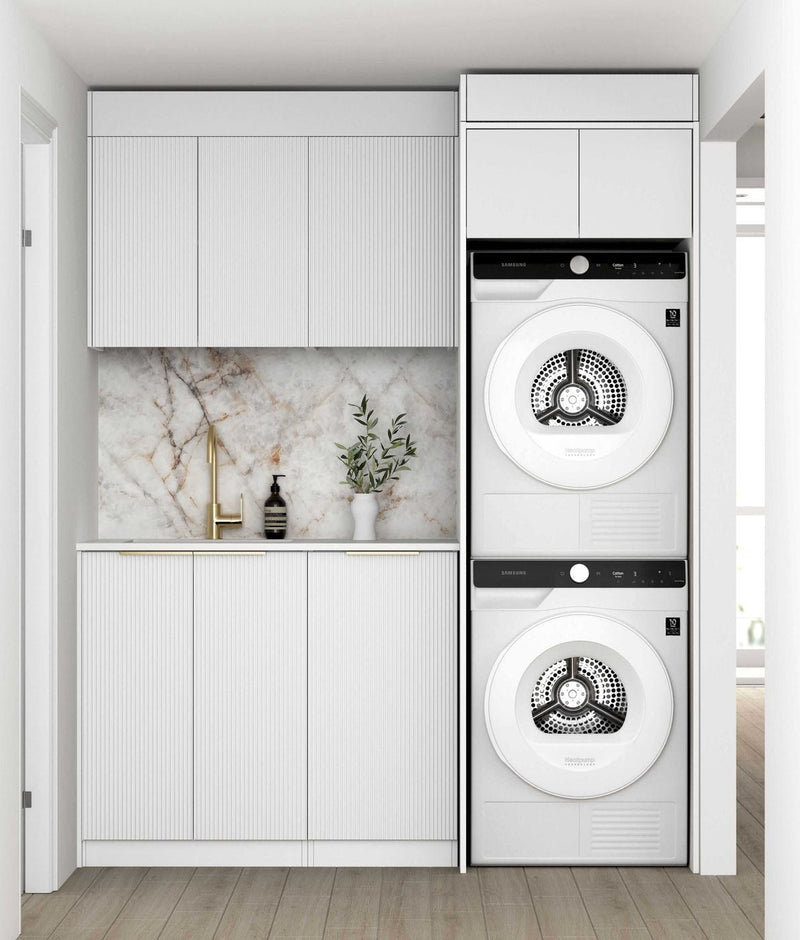 OTTI BONDI MATTE WHITE FLUTED 630MM BASE LAUNDRY CABINET